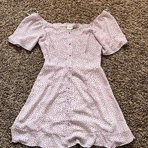 White and Purple Flower Mini Dress